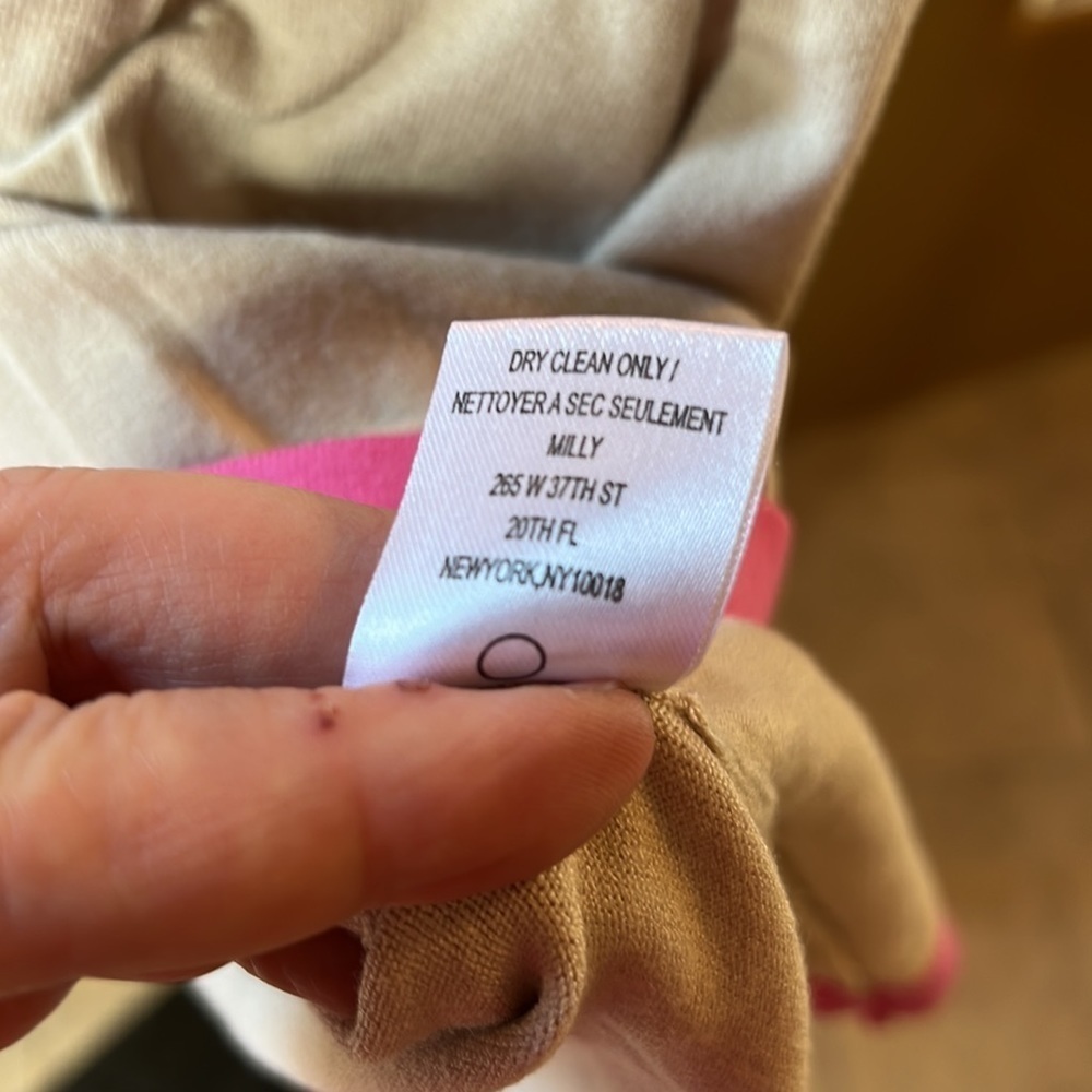 Milly Knit Small Colorblock Pattern Tan Pink Mini… - image 7